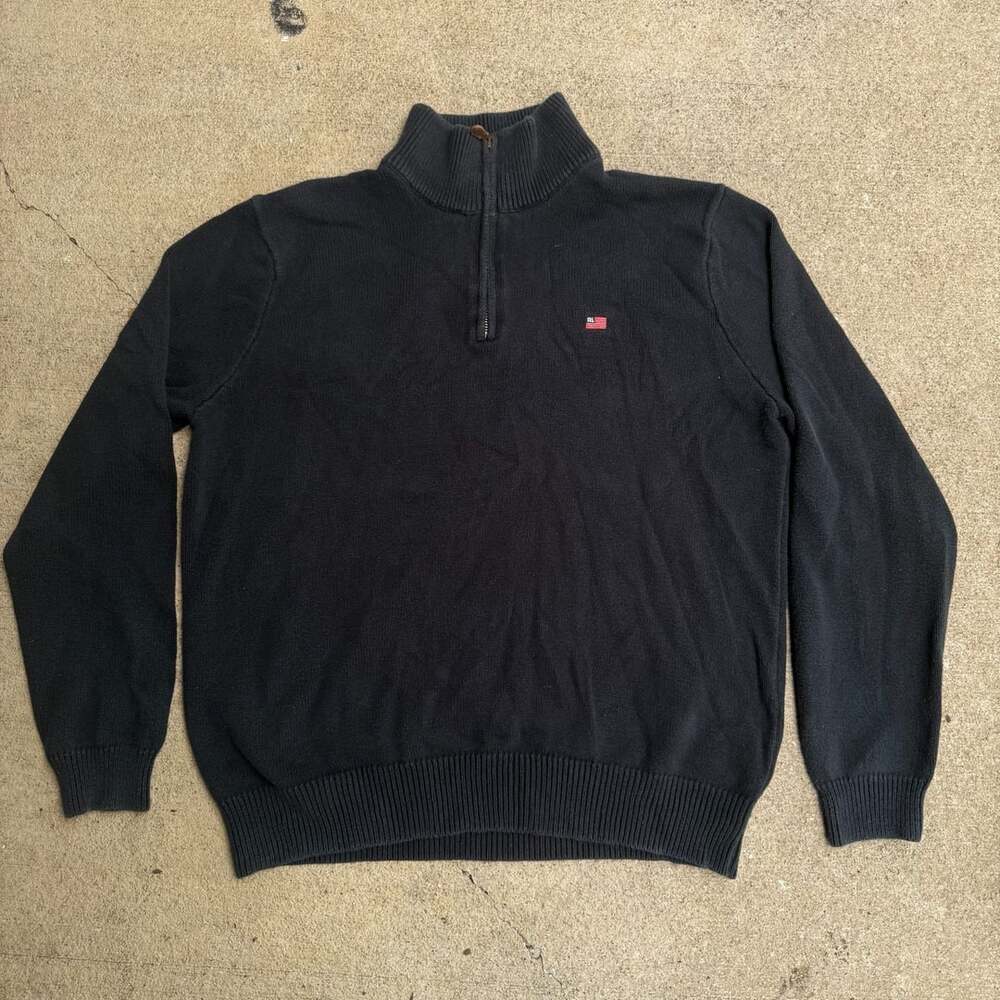Vintage Polo Jeans Co. Ralph Lauren Black 1/4 Quarter Zip Cotton Knit Sweater